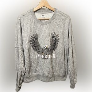 Cotton On Gray Free Rider Eagle Crewneck Sweatshirt